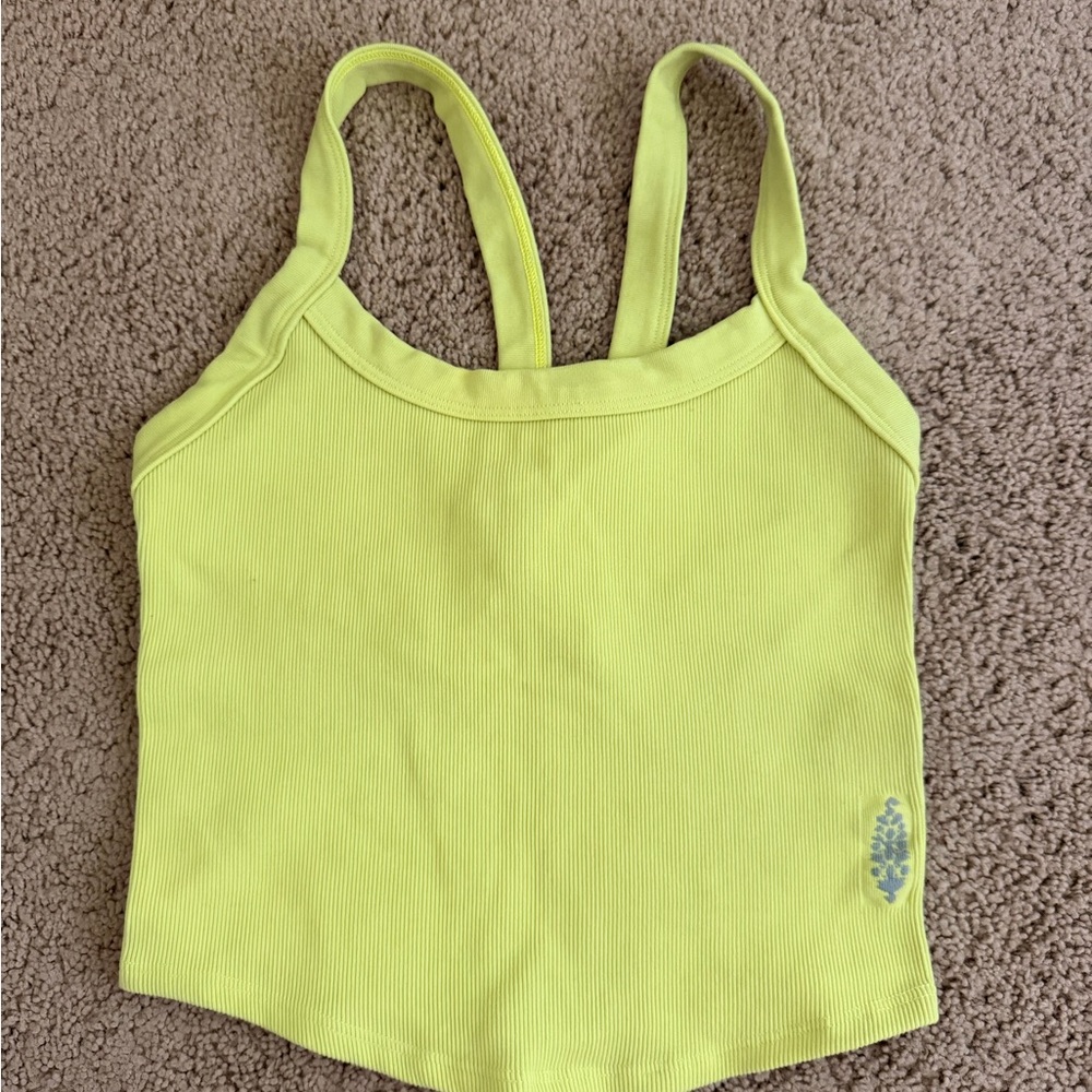 FP Movement by Free People Neon Lime Ribbed Double-Strap Tank